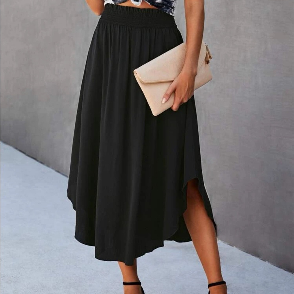 Black side split skirt